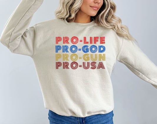 Pro- Life, God, Gun, USA Sweatshirt