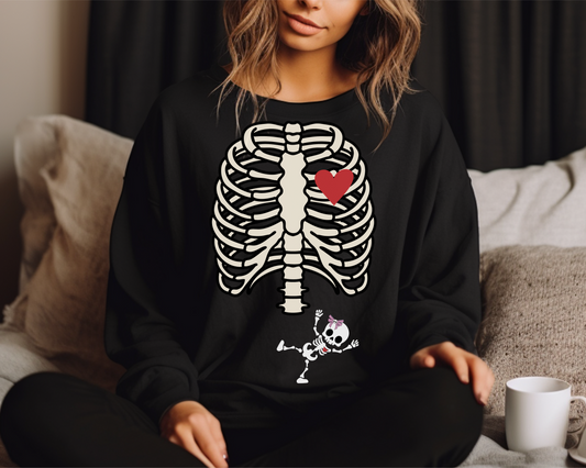 Skeleton and Baby Girl Announcement Sweatshirt