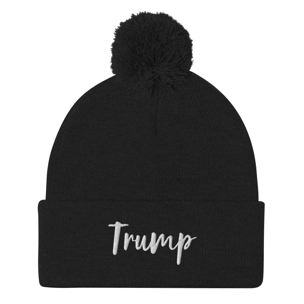 Trump Embroidered Pom-Pom Beanie - SLATE + STONE DESIGNS