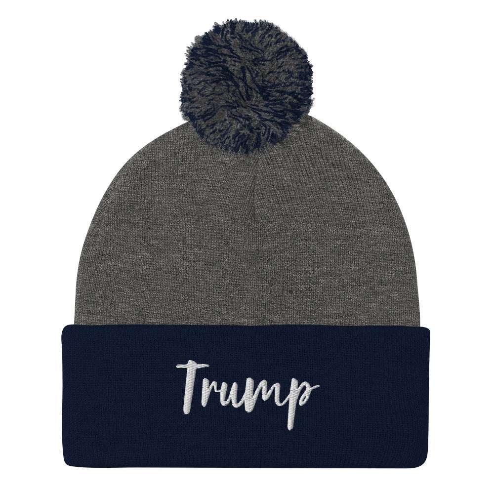 Trump Embroidered Pom-Pom Beanie - SLATE + STONE DESIGNS