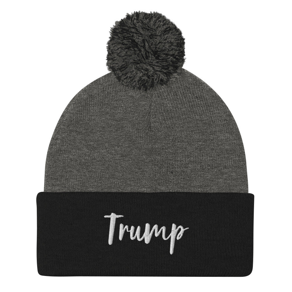 Trump Embroidered Pom-Pom Beanie - SLATE + STONE DESIGNS