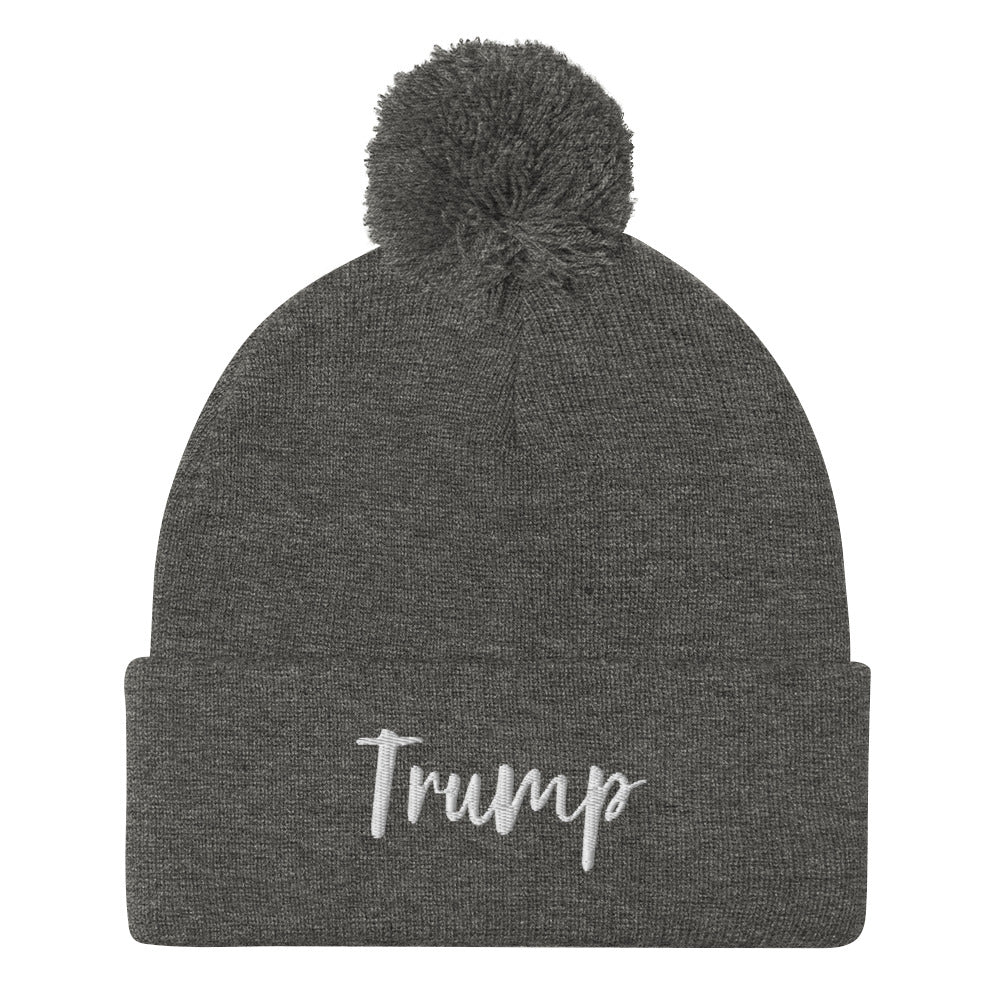 Trump Embroidered Pom-Pom Beanie - SLATE + STONE DESIGNS