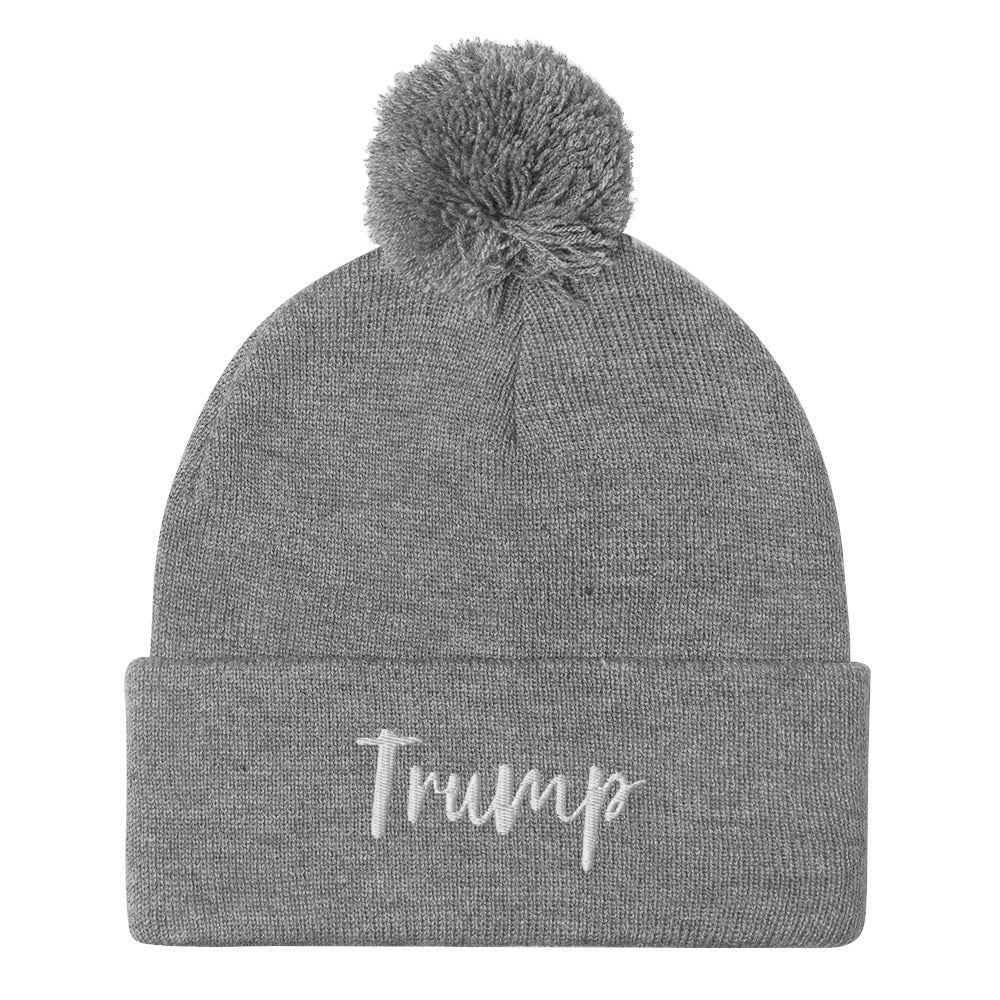 Trump Embroidered Pom-Pom Beanie - SLATE + STONE DESIGNS