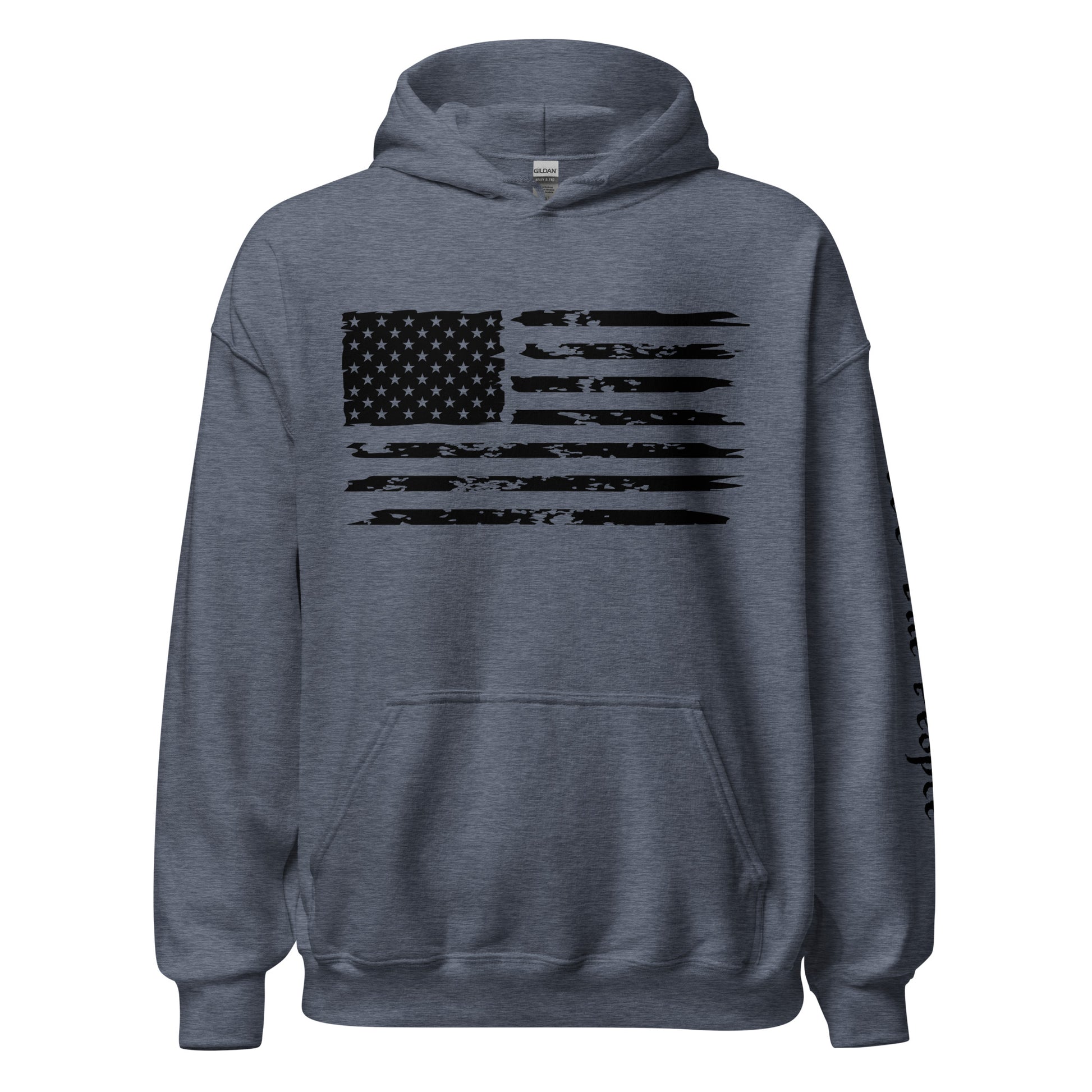 American Flag Men's Classic Hoodie with Sleeve Print - SLATE + STONE DESIGNS
