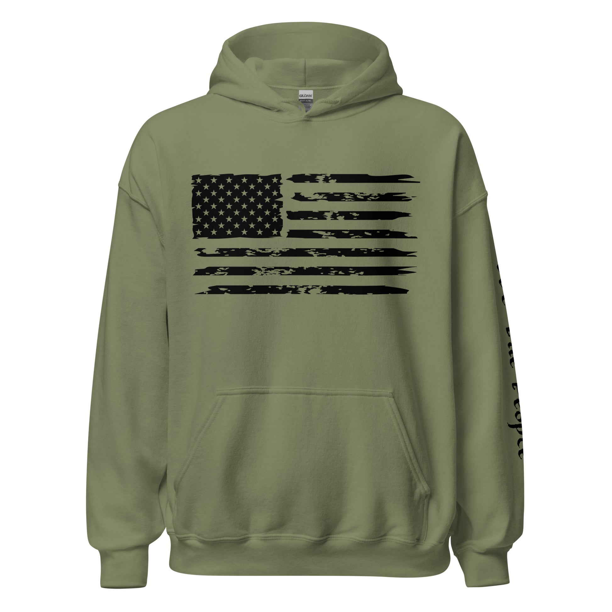 American Flag Men's Classic Hoodie with Sleeve Print - SLATE + STONE DESIGNS
