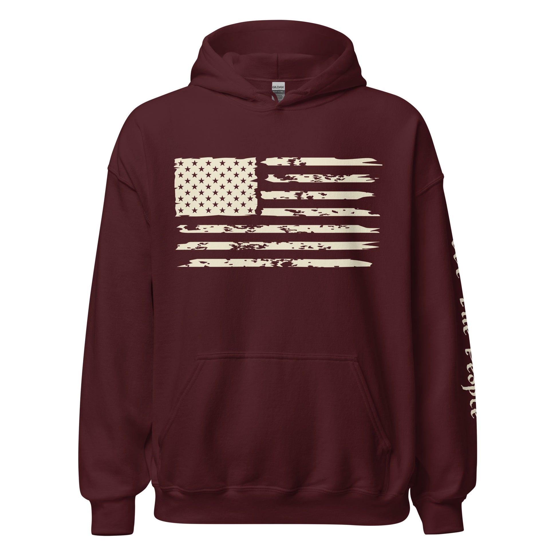 American Flag Men's Classic Hoodie with Sleeve Print - SLATE + STONE DESIGNS