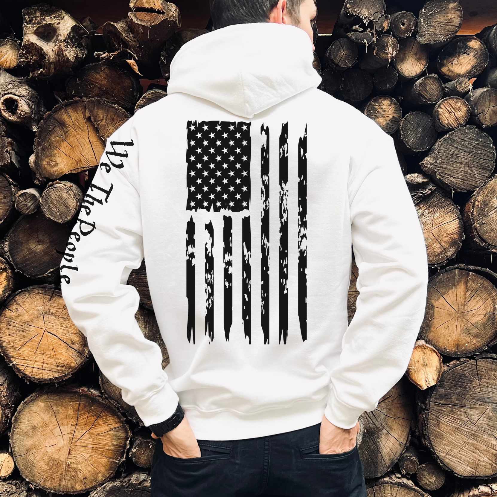 American Flag We The People Men's Hoodie - SLATE + STONE DESIGNS