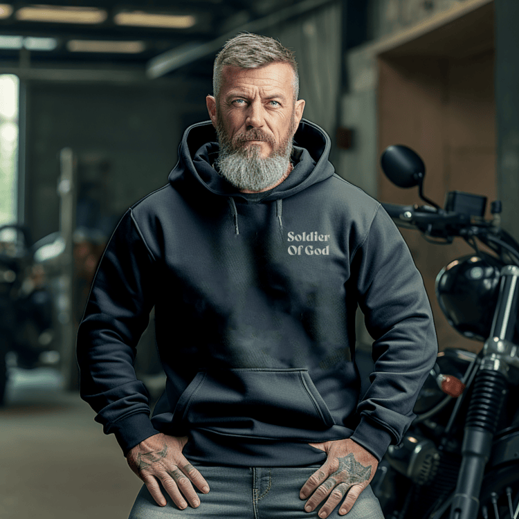 Soldier Of God Men's Embroidered Hoodie - SLATE + STONE DESIGNS