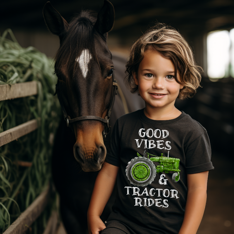 Good Vibes & Tractor Rides Toddler T-shirt - SLATE + STONE DESIGNS