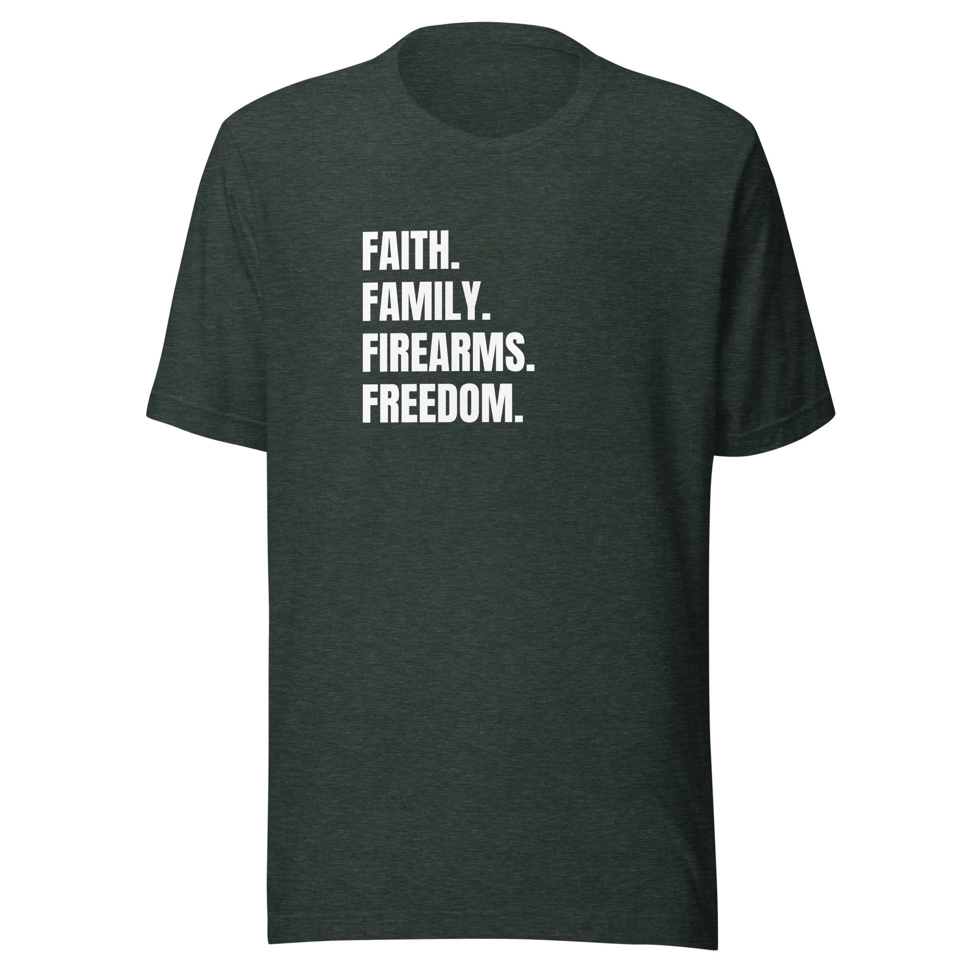 Faith. Family. Firearms. Freedom. Unisex t-shirt - SLATE + STONE DESIGNS