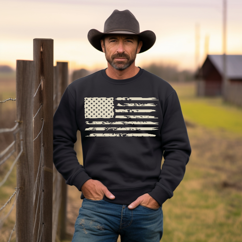 American Flag Men's Sweatshirt - SLATE + STONE DESIGNS
