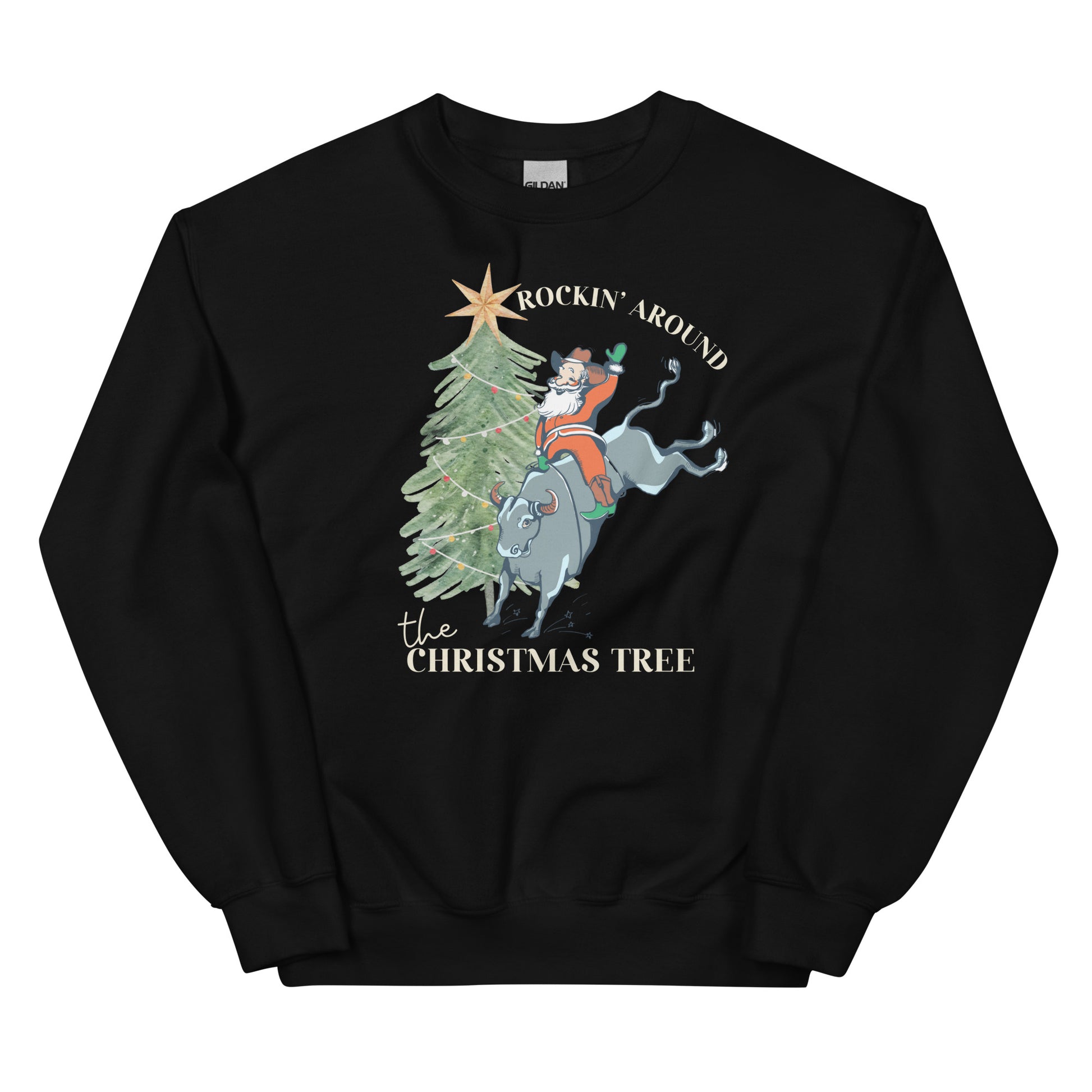 Bull Riding Santa Unisex Sweatshirt - SLATE + STONE DESIGNS