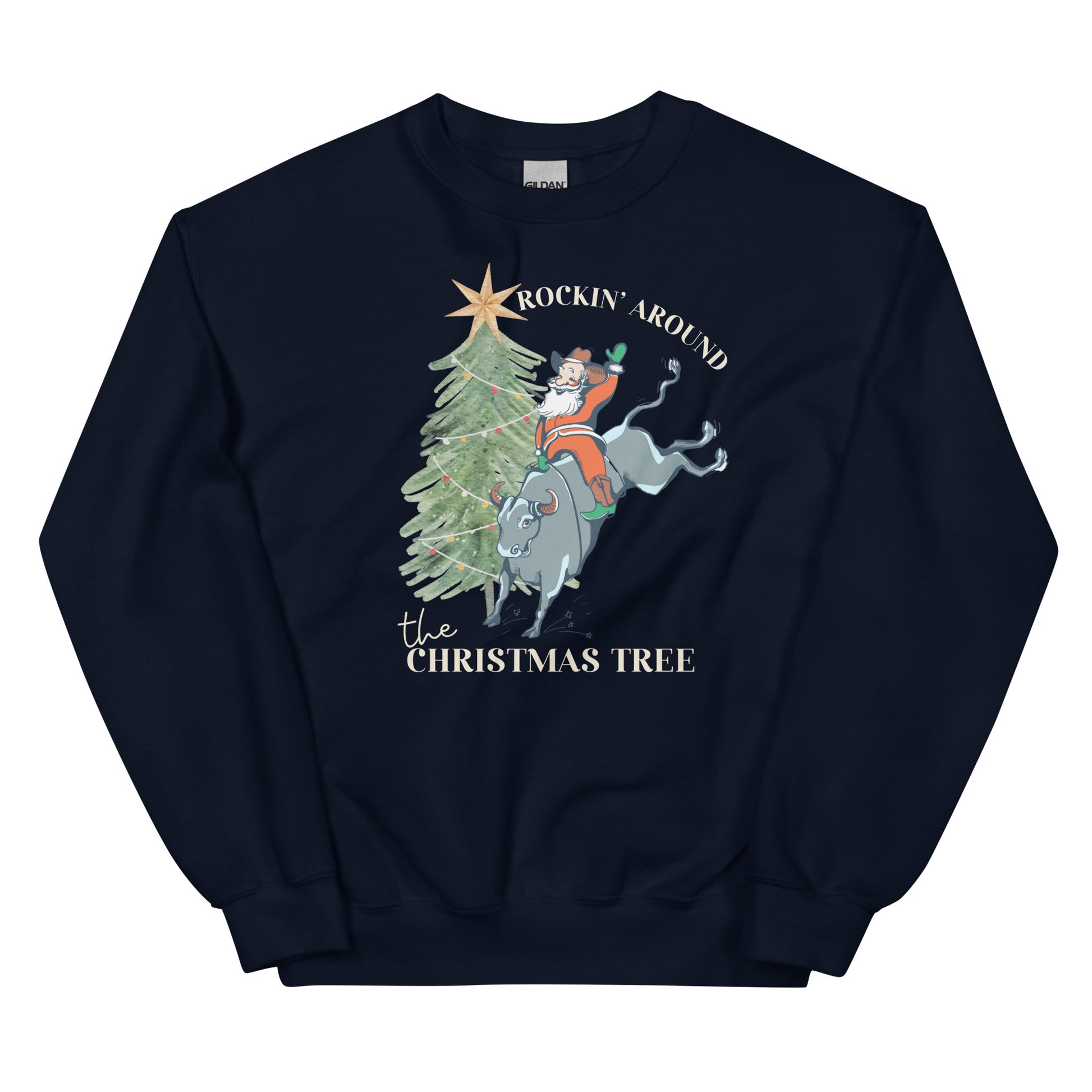 Bull Riding Santa Unisex Sweatshirt - SLATE + STONE DESIGNS