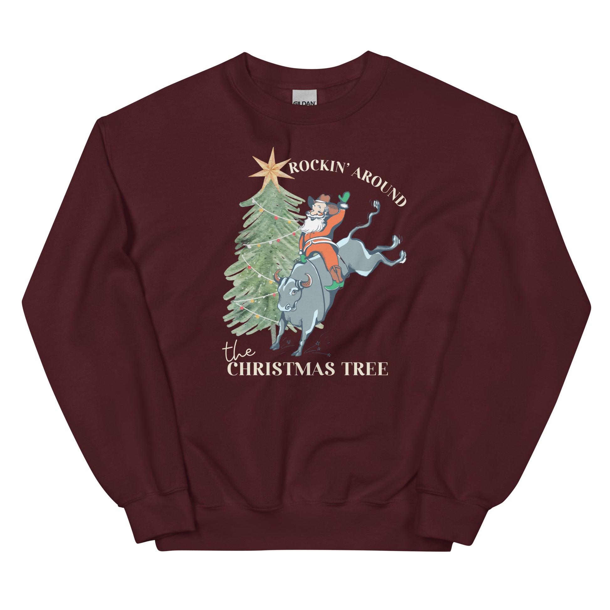 Bull Riding Santa Unisex Sweatshirt - SLATE + STONE DESIGNS