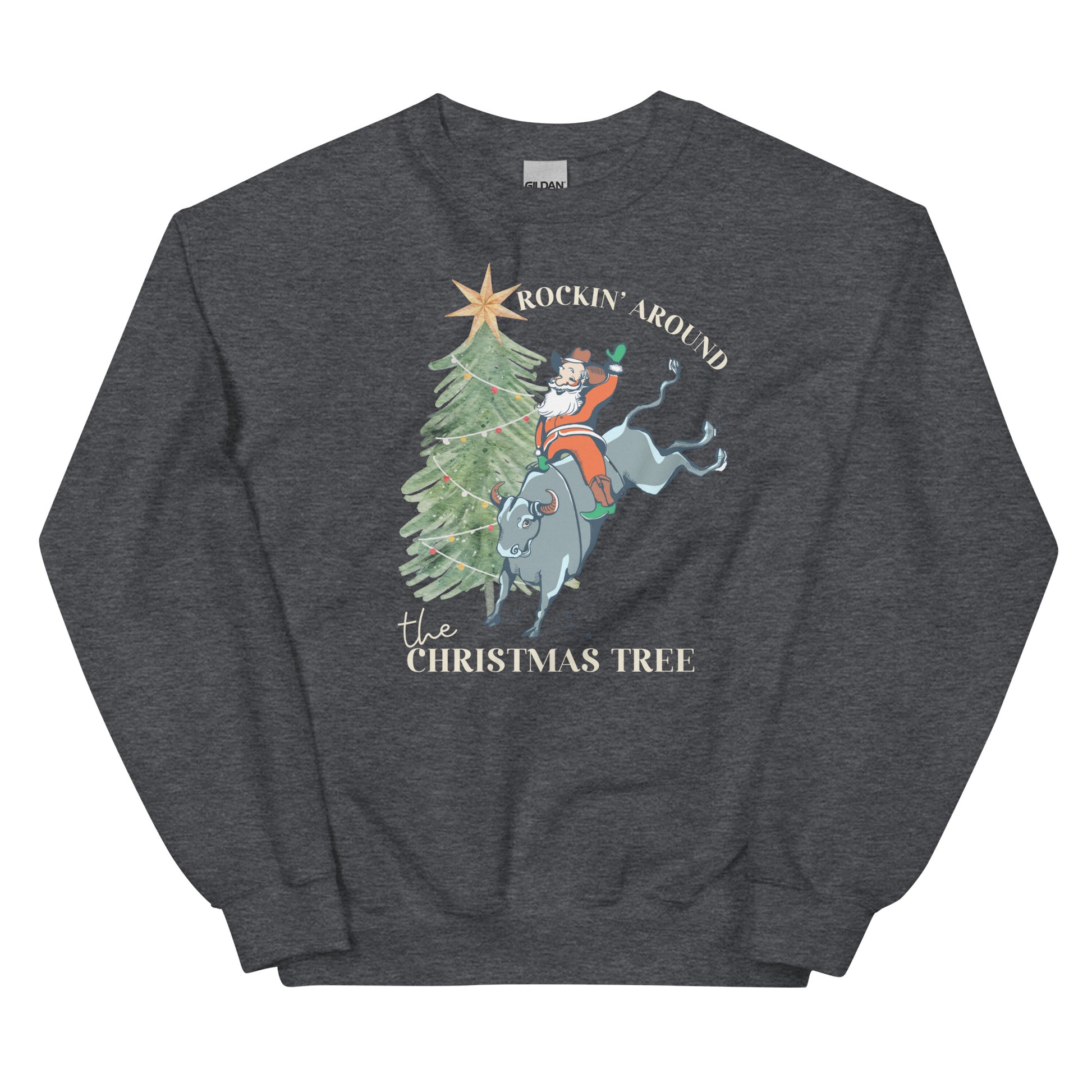 Bull Riding Santa Unisex Sweatshirt - SLATE + STONE DESIGNS