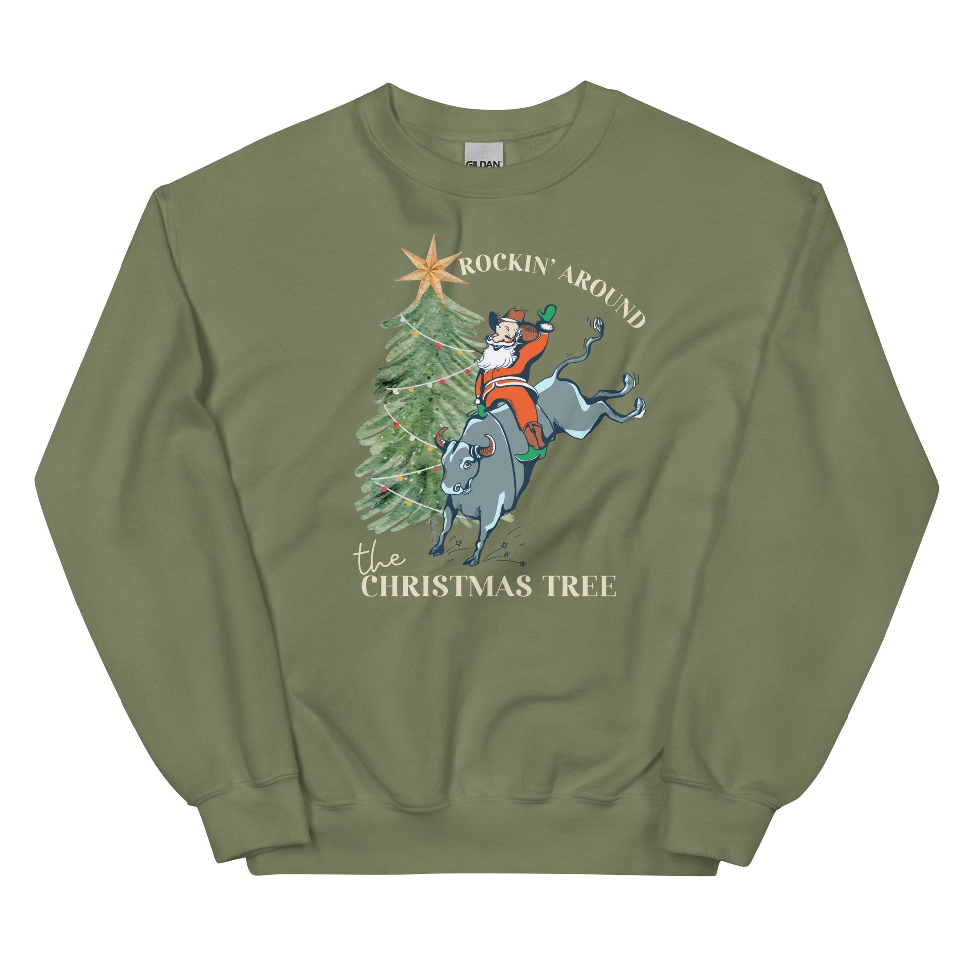 Bull Riding Santa Unisex Sweatshirt - SLATE + STONE DESIGNS