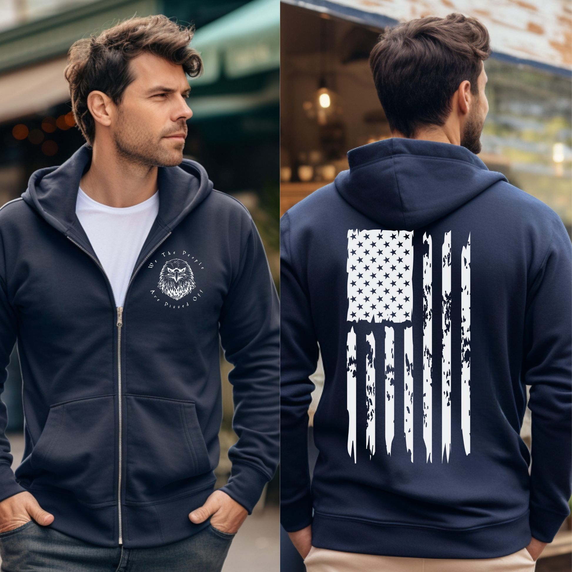 American Flag We The People Unisex heavy blend zip hoodie - SLATE + STONE DESIGNS