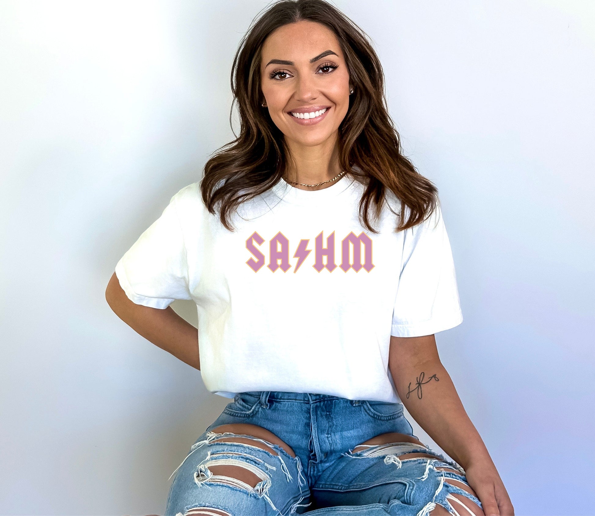 SAHM ACDC Style T-shirt, - SLATE + STONE DESIGNS