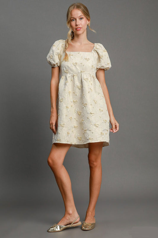 Umgee Jacquard Square Neck Mini Dress