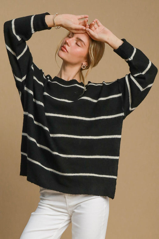 Umgee Wool Blend Striped Sweater